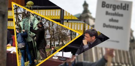 Collage aus ineinanderliegenden Dreiecken, die jeweils ein anderes Aktionsfoto zeigen.